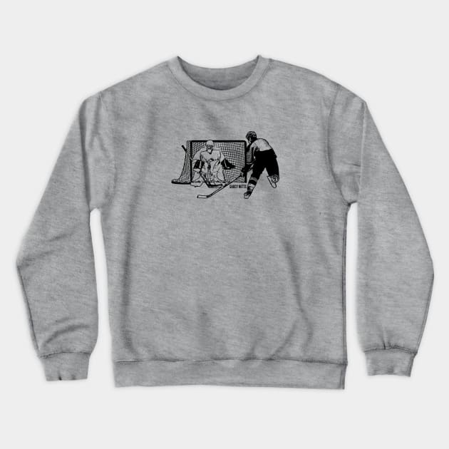 Hockey Shot On Net Ink Sketch Crewneck Sweatshirt by SaucyMittsHockey